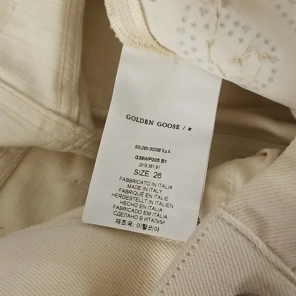Golden Goose Texas Paisley Embroidery Ivory Straight Raw-Cut Crop Jeans … - Picture 11 of 14